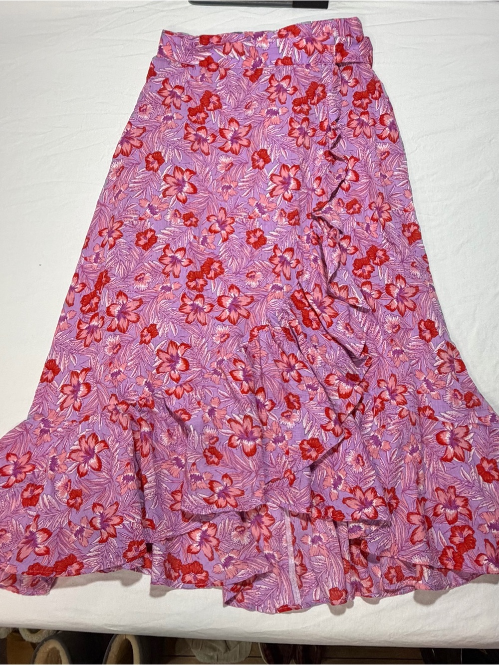 Draper James Floral Ruffle Midi Skirt